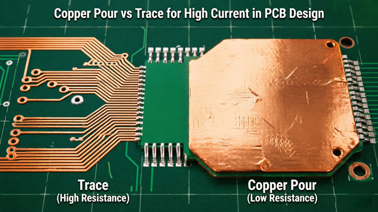 Copper Pour vs Trace for High Current: Optimizing PCB Power Delivery and Thermal Management